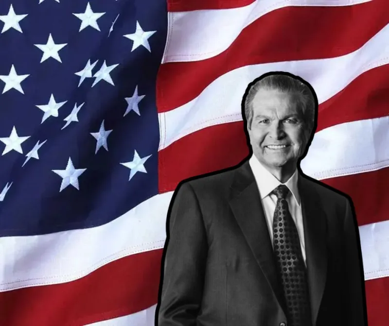 Rick Jackson stands beside the president he's built his persona on
