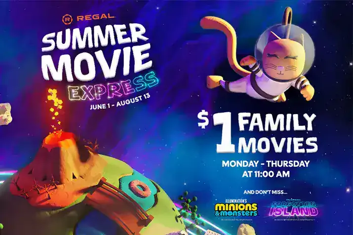 $1 family movies with Regal Summer Movie Express: two different titles run Monday thru Thursday