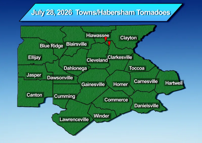 National Weather Service confirms July 28 tornadoes in Towns/Habersham Counties
