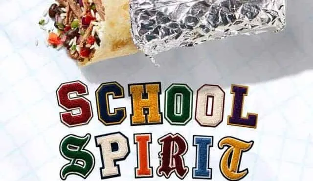 Chipotle: Show your school spirit and get a free entree on Thursday, August 20th