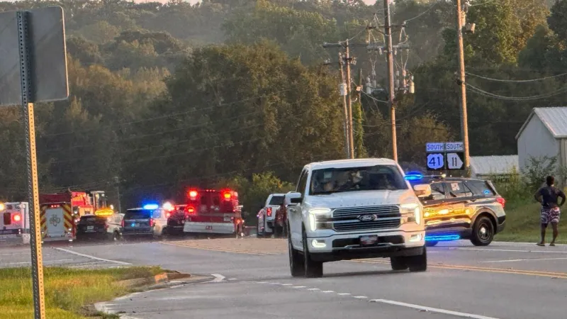 Pickup passenger ejected in Highway 41 head-on collision; responders work entrapment
