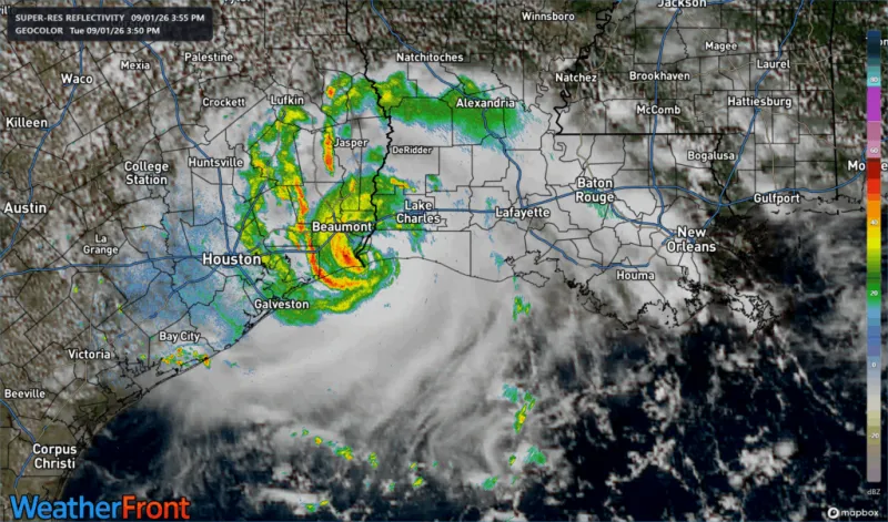 Tropical Storm Edouard making landfall on Texas/Louisiana line