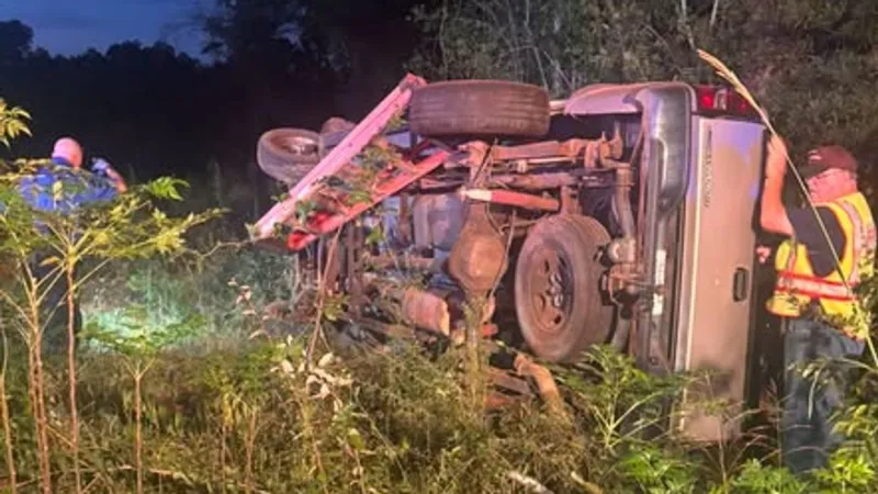 Vehicle overturns on East McCarty Street outside Sandersville; victim flown to Macon