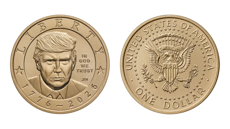 $1 coin with Trump's face and gold finish goes on sale
