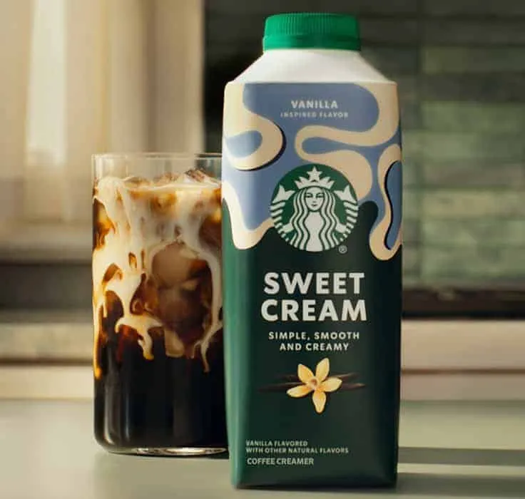 Starbucks offers a free bottle of flavored Sweet Cream for your home coffee routine