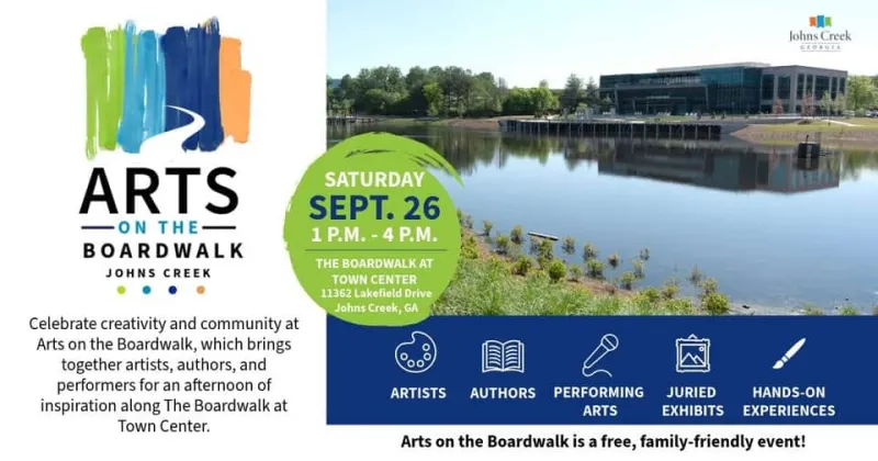 Arts on the Boardwalk is FREE & family-friendly in Johns Creek on September 26th