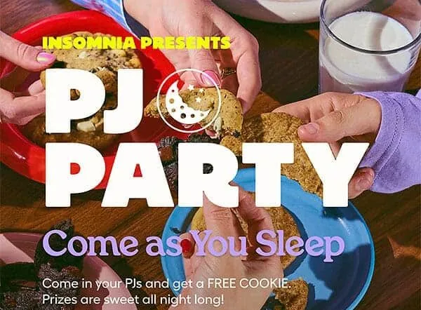 Insomnia Cookies: Wear pajamas for a FREE cookie on Tuesday, plus giveaways and special deals