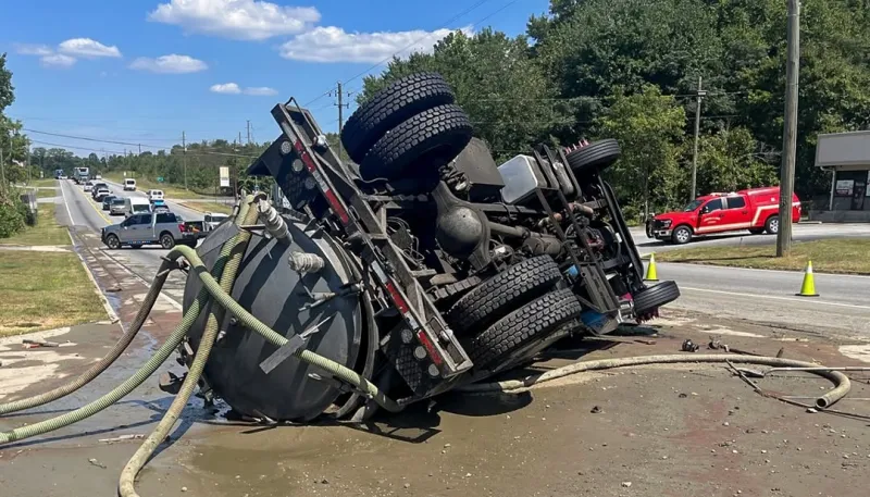 Athens police flush out humor after septic truck overturns