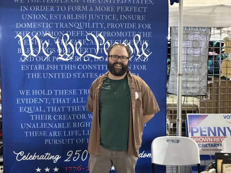State Rep Candidate Nick Mitchell works the Fair, talks issues