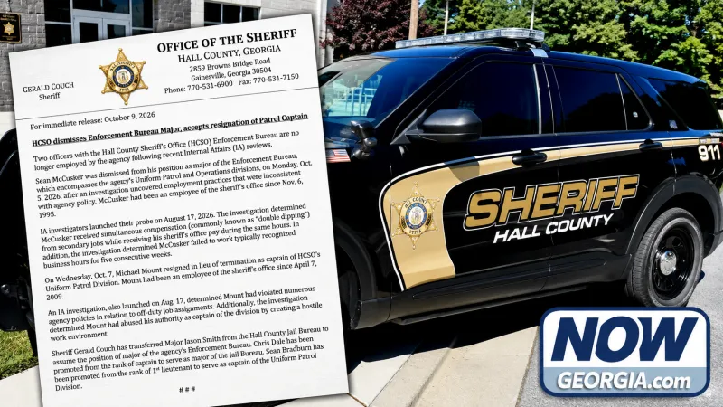 BREAKING: Hall County Sheriff's Office fires major, patrol captain resigns following internal investigations