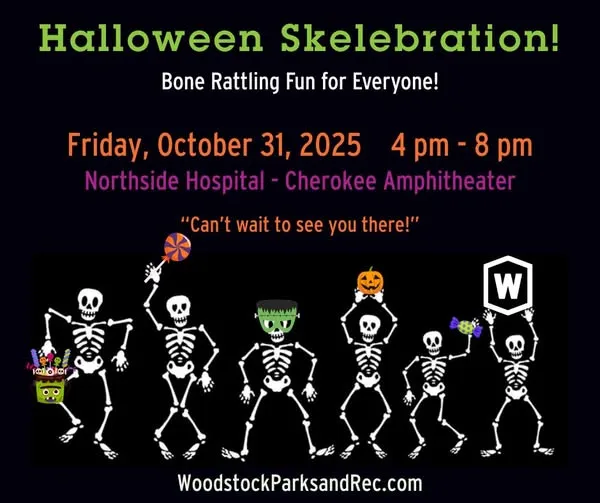 FREE: Halloween Skelebration in Woodstock on Oct. 31st