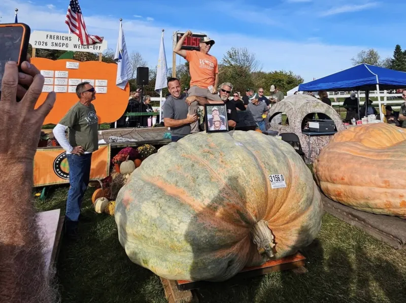 3,156-pound pumpkin grown in Rhode Island is inspected for possible world record