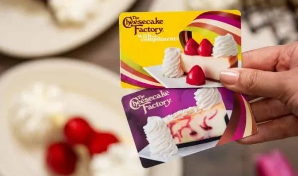 Cheesecake Factory: Get a $10 bonus card when you spend $50 on gift cards
