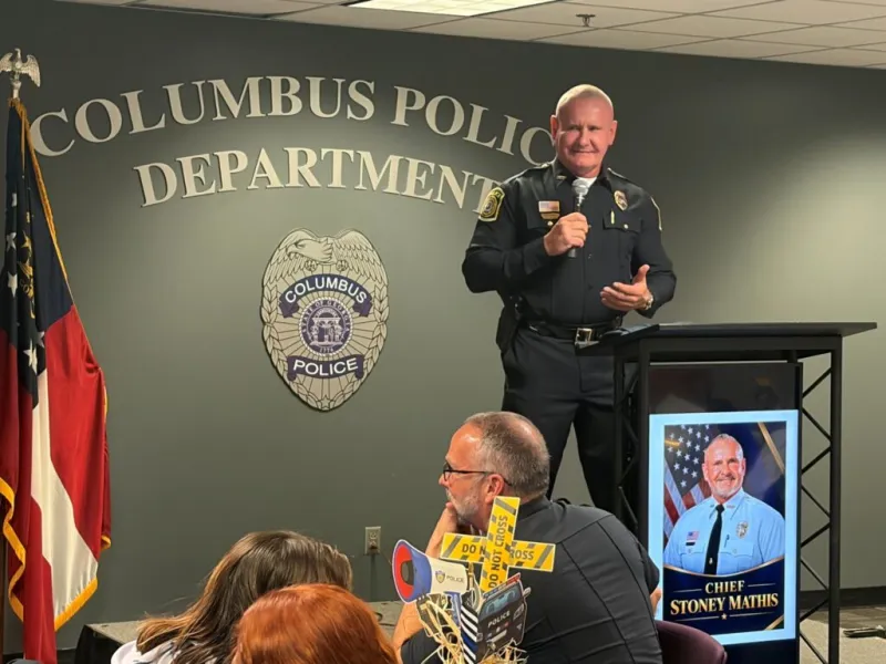 Chief Stoney Mathis and company bring jokes to farewell ceremony