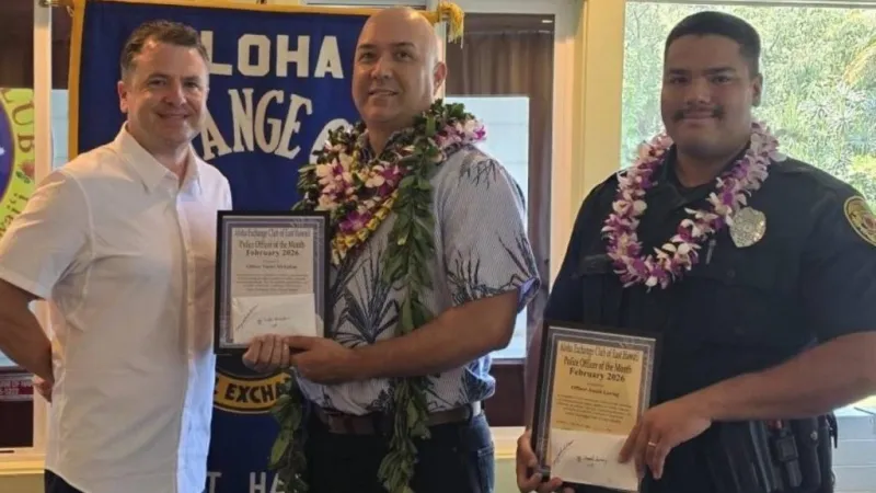 Aloha Exchange Club of East Hawai'i honors 4 Hawai'i Police Department officers