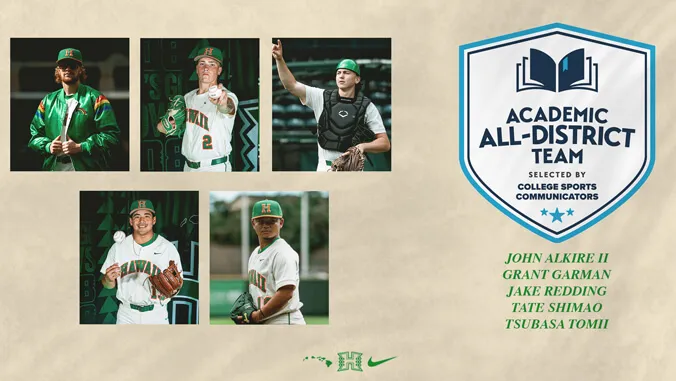 5 Rainbow Warrior baseball players earn academic all-district honors