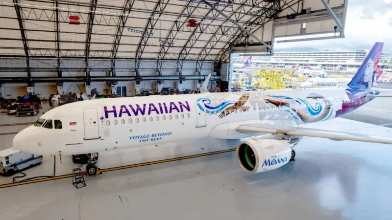 Hawaiian Airlines debuts new aircraft designs to set sail this summer for Disney's live-action 'Moana'