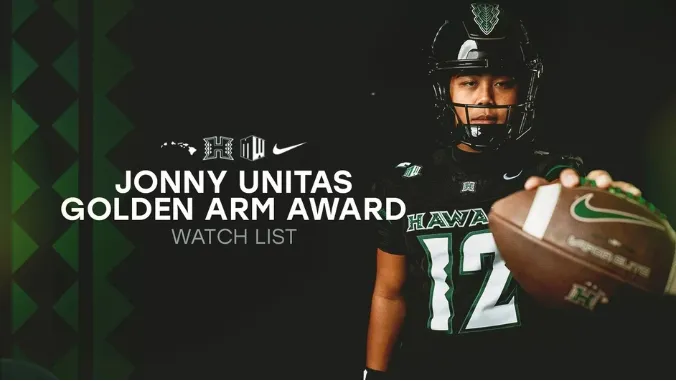 Rainbow Warrior Alejado named to Johnny Unitas award watch list