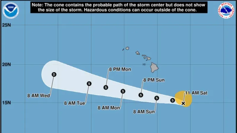 Moke forecast to reach peak intensity soon; storm center should pass couple of hundred miles south of Big Island on Sunday