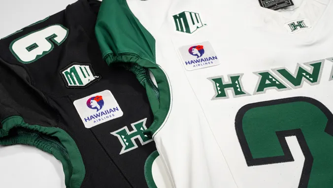 Football jersey patches debut in historic UH Athletics, Hawaiian Airlines partnership