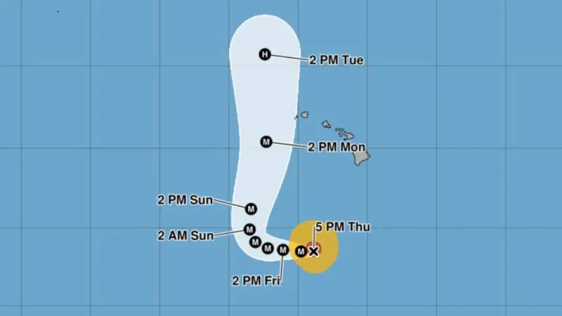 Lowell forecast to be west of Niihau by Monday afternoon, bringing possible hurricane force winds to Kauai County