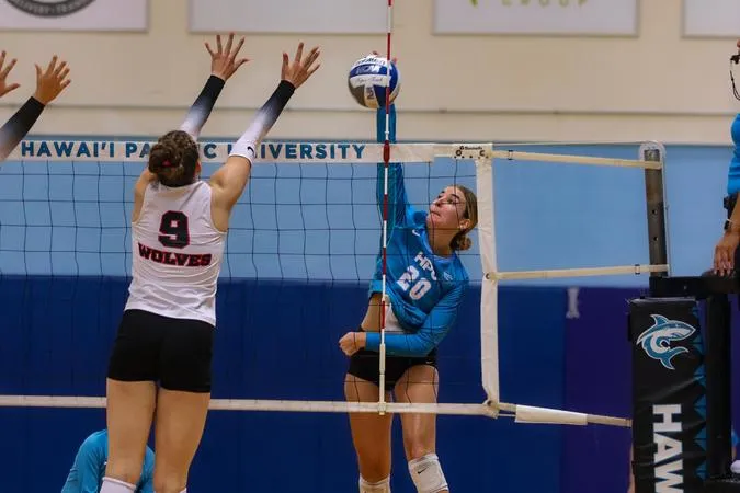 Sharks Fall to Western Oregon in Four Sets in Home Opener