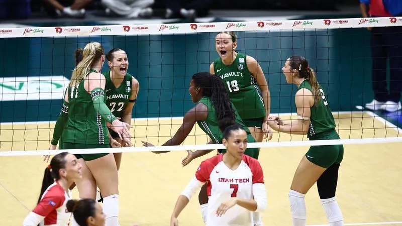 Women's Volleyball Sweeps Utah Tech to Open OUTRIGGER Invitational