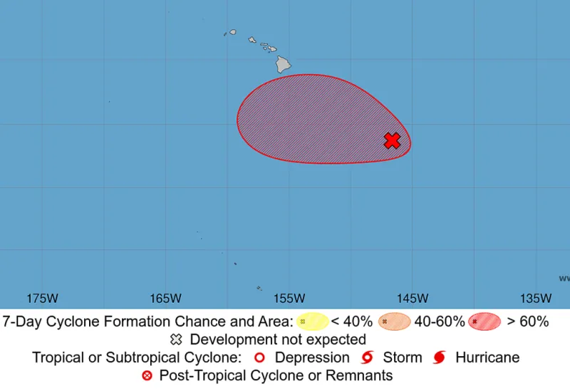Hawaii County, National Weather Service monitor tropical disturbance southeast of Big Island