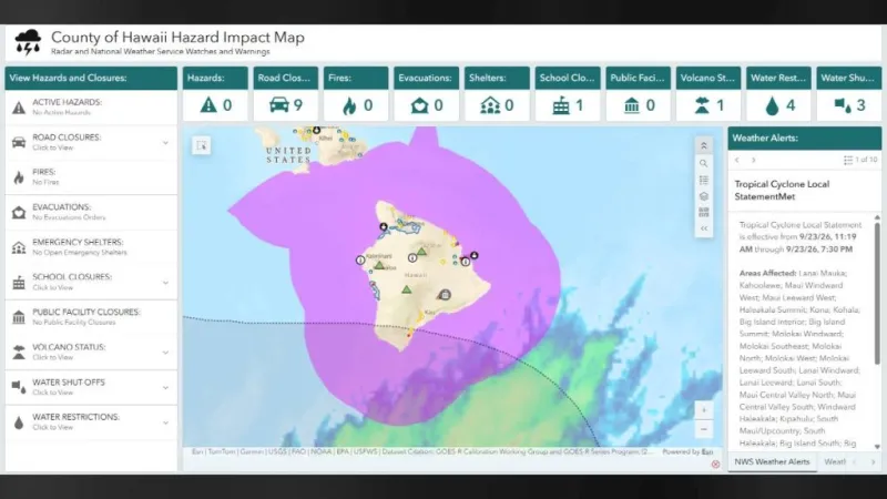 Hawai'i County to open several shelters later today ahead of approaching Tropical Storm Nolo