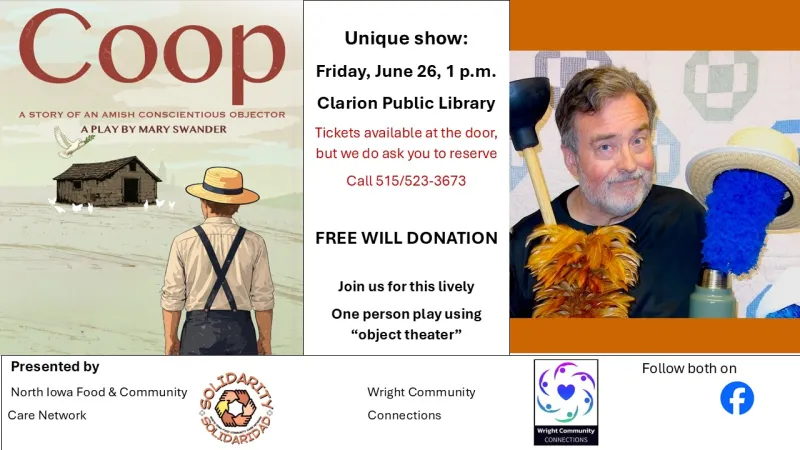 Award-Winning Play 'Coop' Brings WWI and WWII Conscientious Objector Story to Clarion
