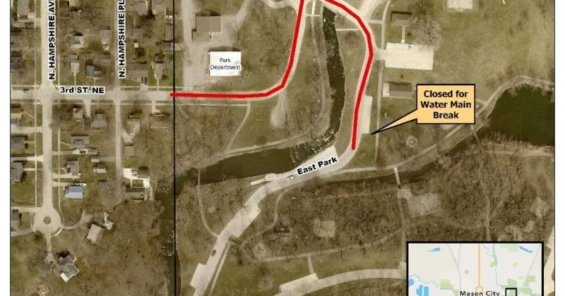 East Park closed to vehicle traffic due to water main break