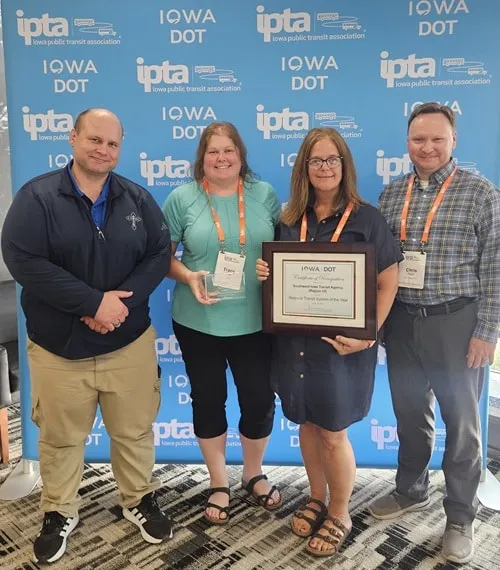 SWITA named Iowa DOT Regional Transit System of the Year for Fourth Straight Year