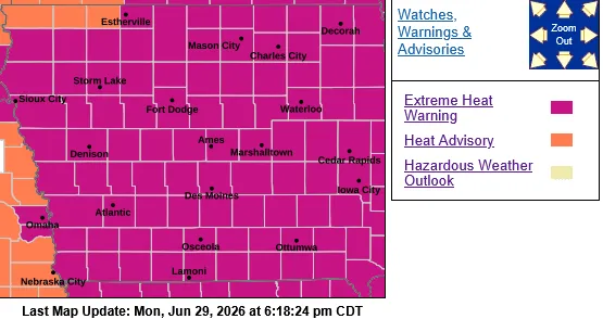Extreme Heat Warning Update: Extended to Wednesday for some area Counties
