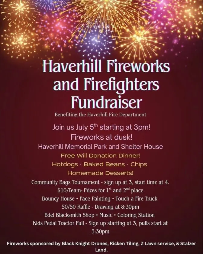 Haverhill fireworks and firefighters fundraiser slated for Sunday