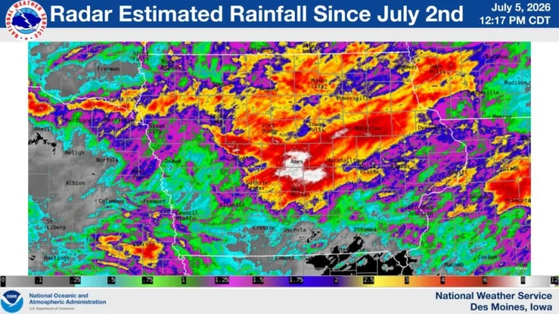 Up to a foot of rain fell in parts of Iowa over the holiday, dry day today