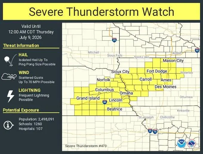 Severe Thunderstorm Watch until Midnight