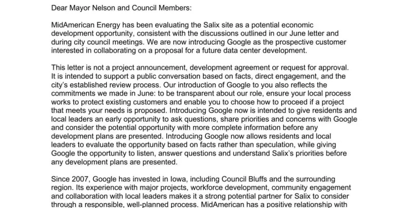 READ: MidAmerican's letter to Salix