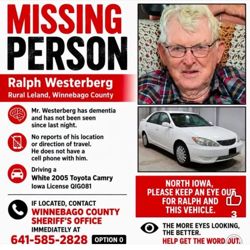 Rural Leland man, 80s, missing since Monday night; may be driving white Toyota Camry