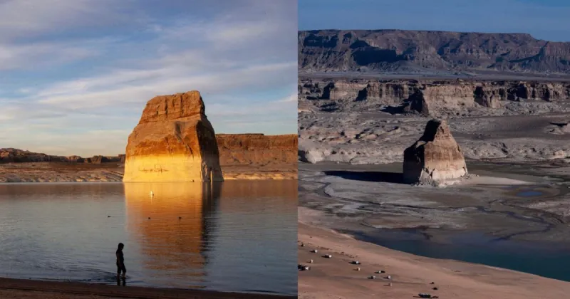 Lake Powell, the vital reservoir for the Southwest, hits record low water levels