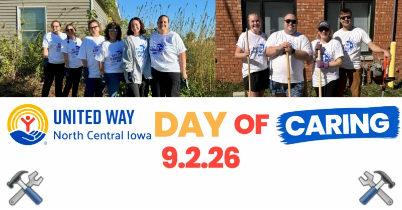 United Way Day of Caring Set for Sept. 2 in Mason City, Clear Lake, Manly