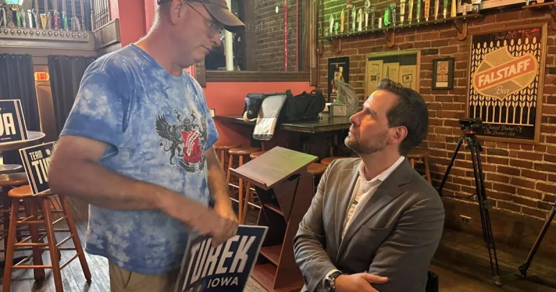 Josh Turek emphasizes bipartisan record in Council Bluffs campaign stop