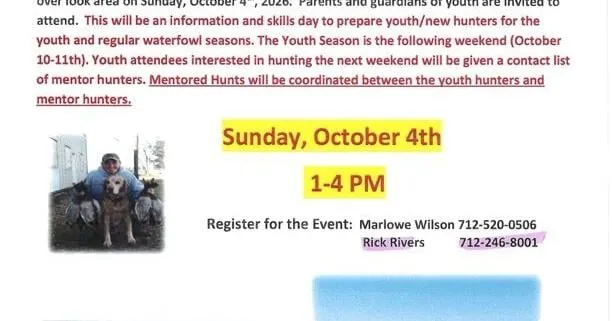 Thaddeus Rivers Youth Waterfowl Day set for Oct. 4