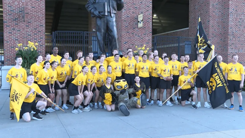 Iowa and Iowa State Army ROTC cadets unite for Cy-Hawk week Game Ball Run