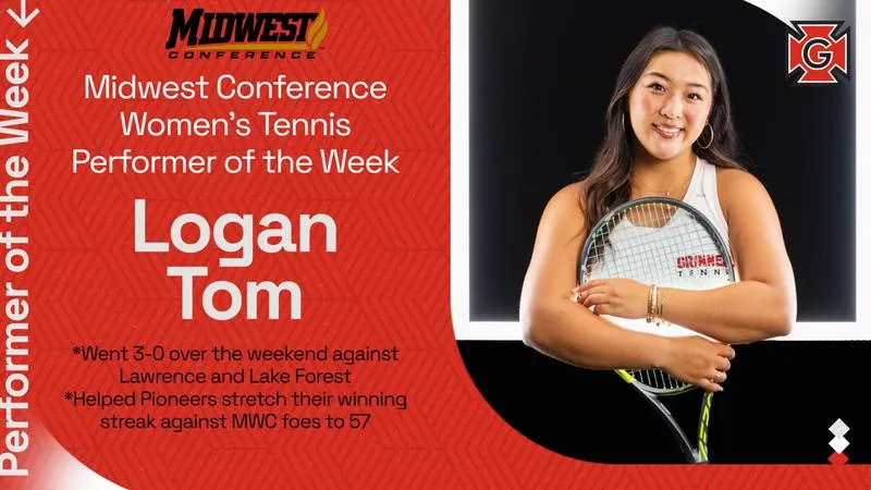 Logan Tom collects Midwest Conference Women's Tennis Performer of the Week award