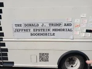 The Donald J. Trump And Jeffrey Epstein Memorial Bookmobile Comes To Iowa