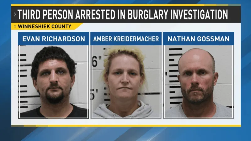 Third person arrested in Winneshiek County rural burglary investigation