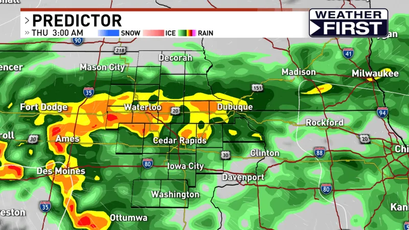 Heavy rain expected Wednesday night into Thursday morning in Eastern Iowa
