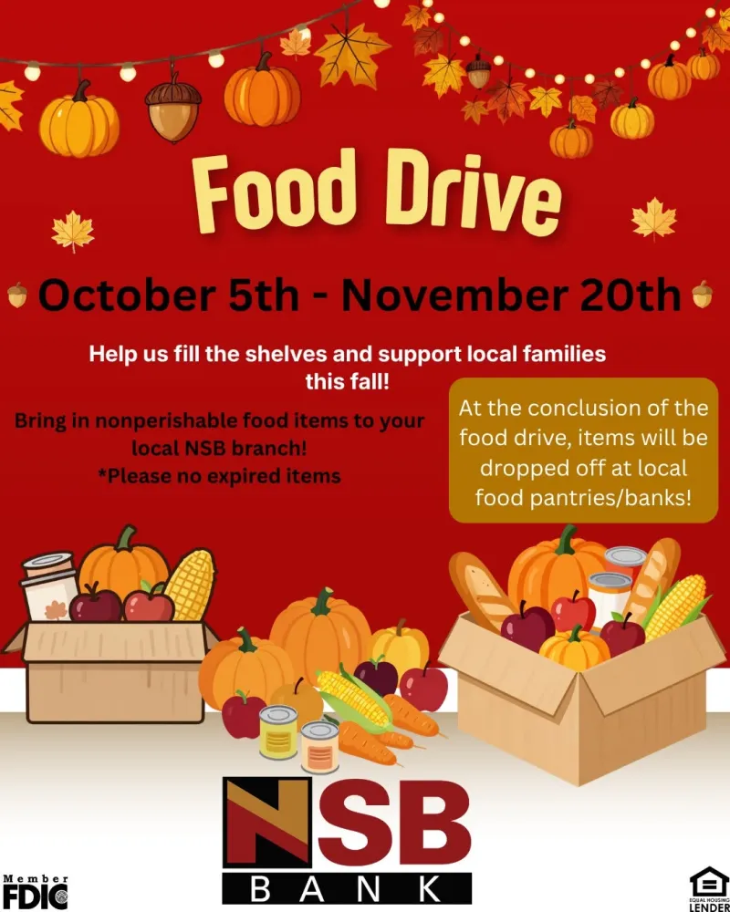 NSB Bank Food Drive Runs Oct. 5-Nov. 20, Collecting Nonperishables at Local Branches