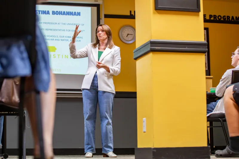 Christina Bohannan visits UI campus to speak about platform and policies