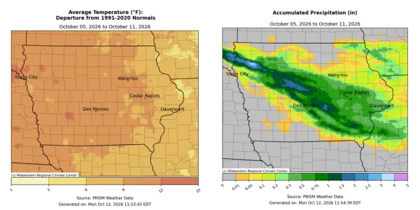 Iowa Corn Harvest 20 Points Behind Pace After Wet September